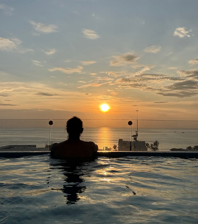 Pool at sunset